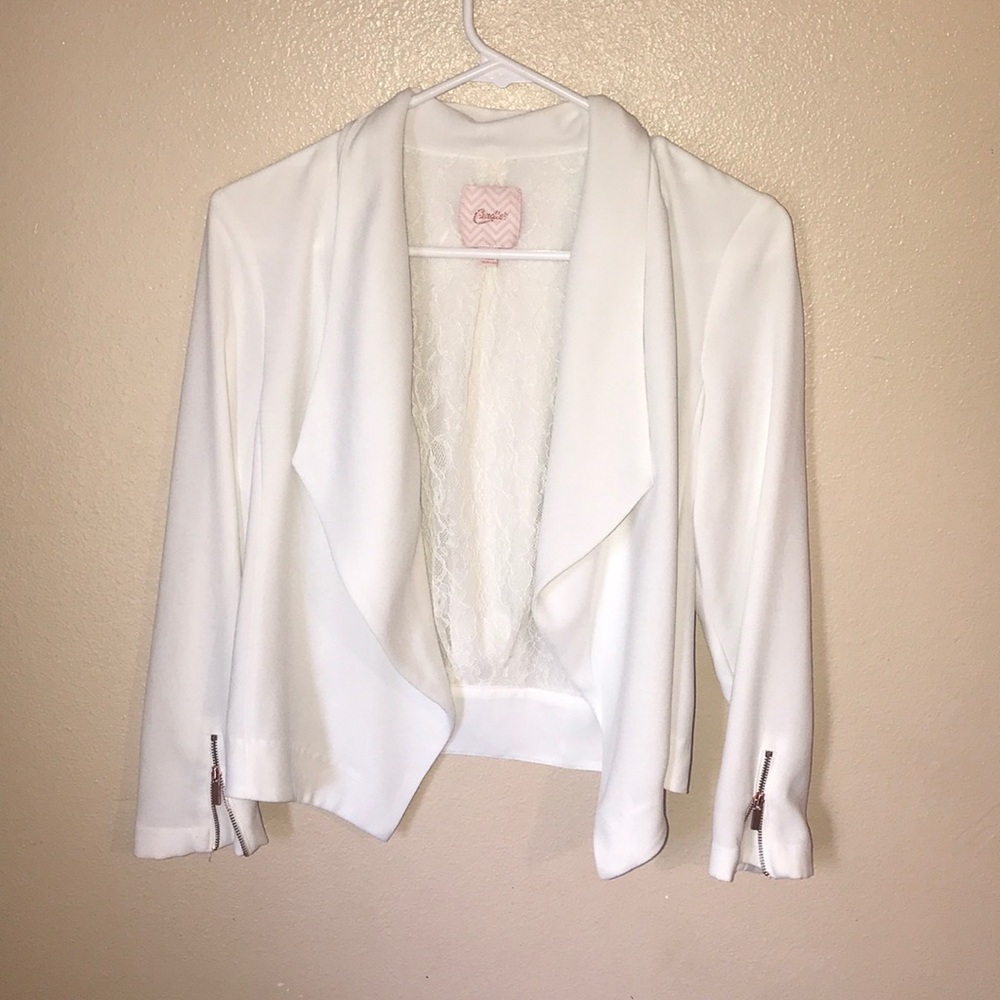 White Blazer with rose gold zipper